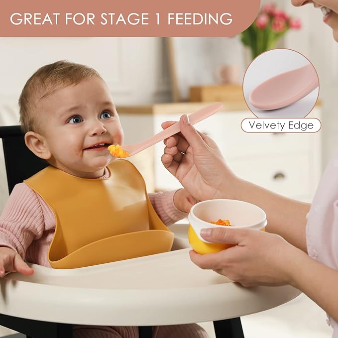 6-Piece Silicone Baby Feeding Spoons – Soft Tip Infant Training Spoons