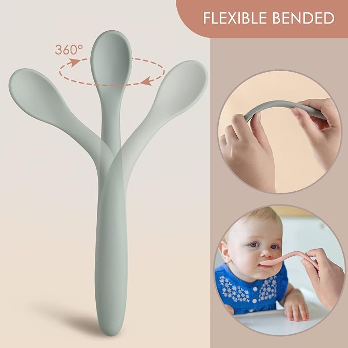 6-Piece Silicone Baby Feeding Spoons – Soft Tip Infant Training Spoons