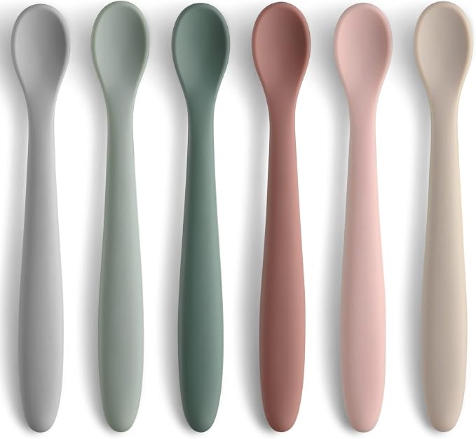 6-Piece Silicone Baby Feeding Spoons – Soft Tip Infant Training Spoons