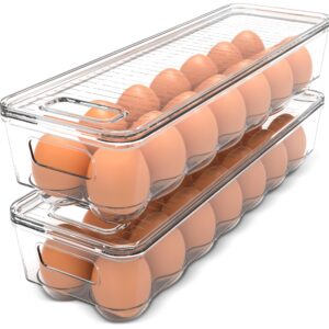 14-Egg Refrigerator Storage Container with Lid – Stackable Egg Holder, 2 Pack - Image 1
