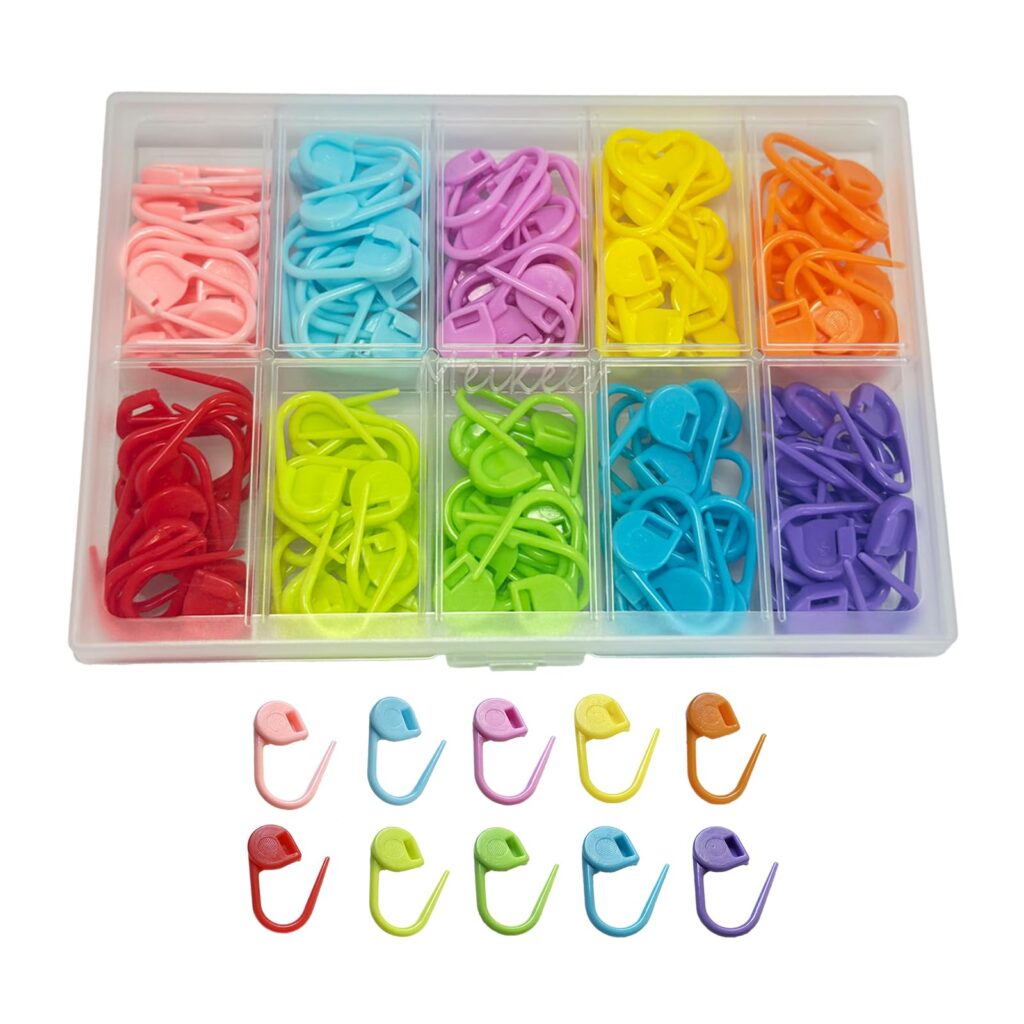 Meikeer 150PCS Locking Stitch Markers with Storage Box – 10 Colors