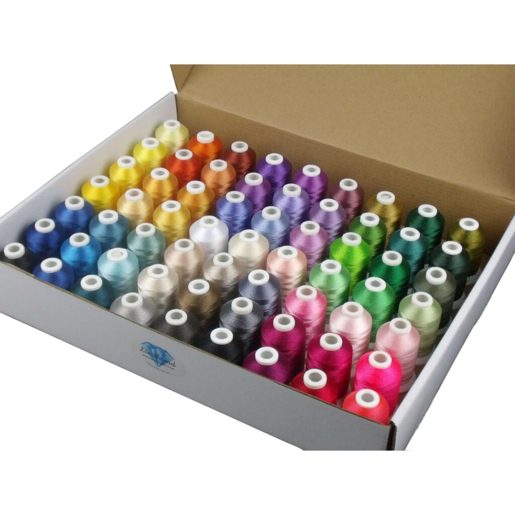 Simthread 63 Colors Polyester Embroidery Machine Thread Kit – 40 Weight, 550 Yards