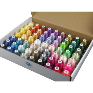 Simthread 63 Colors Polyester Embroidery Machine Thread Kit – 40 Weight, 550 Yards - Image 1