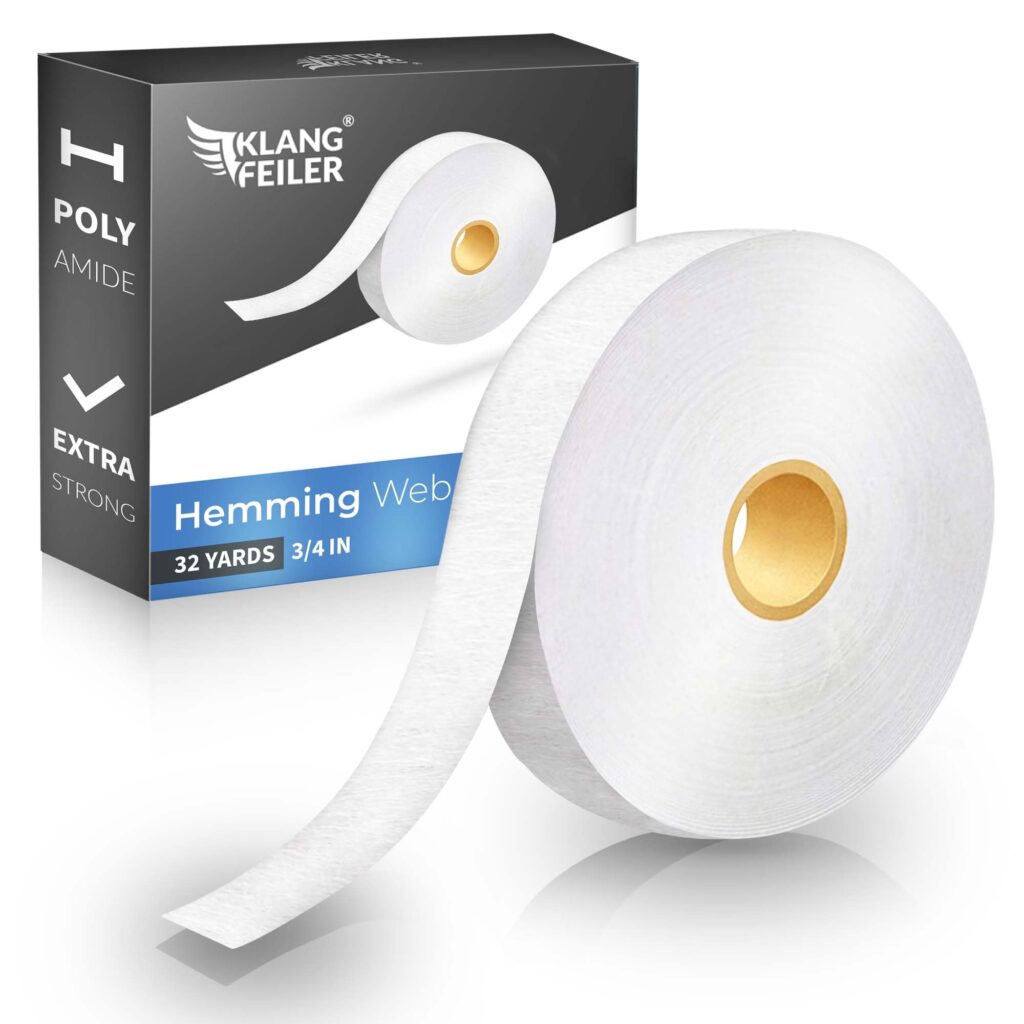Klangfeiler Hemming Tape – Iron-On Fabric Adhesive Tape for Clothes, Curtains & Home Sewing