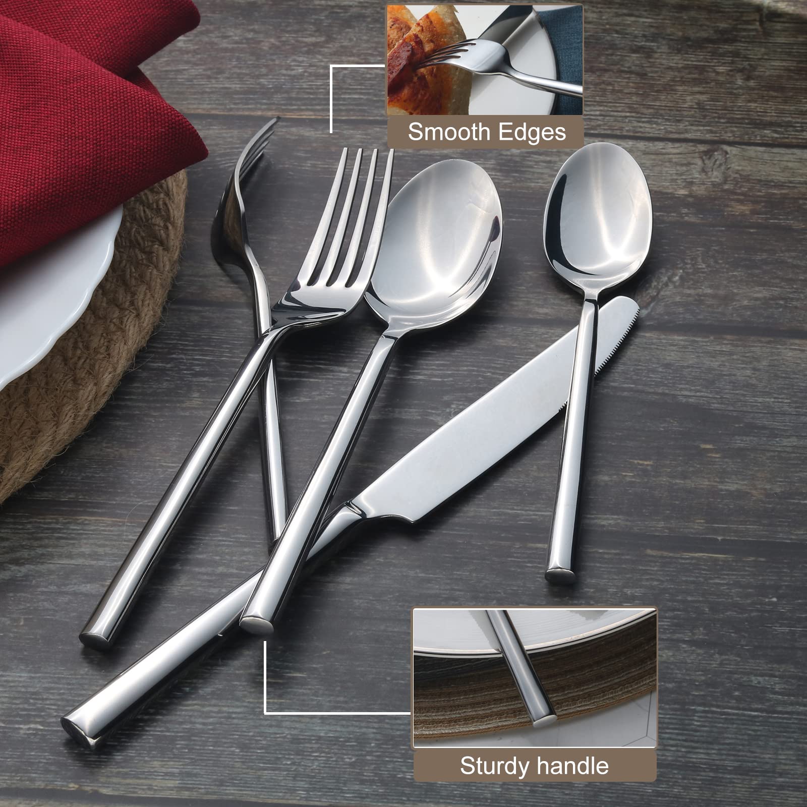20-Piece Stainless Steel Flatware Set – Modern Silverware Set for 4 - Image 2