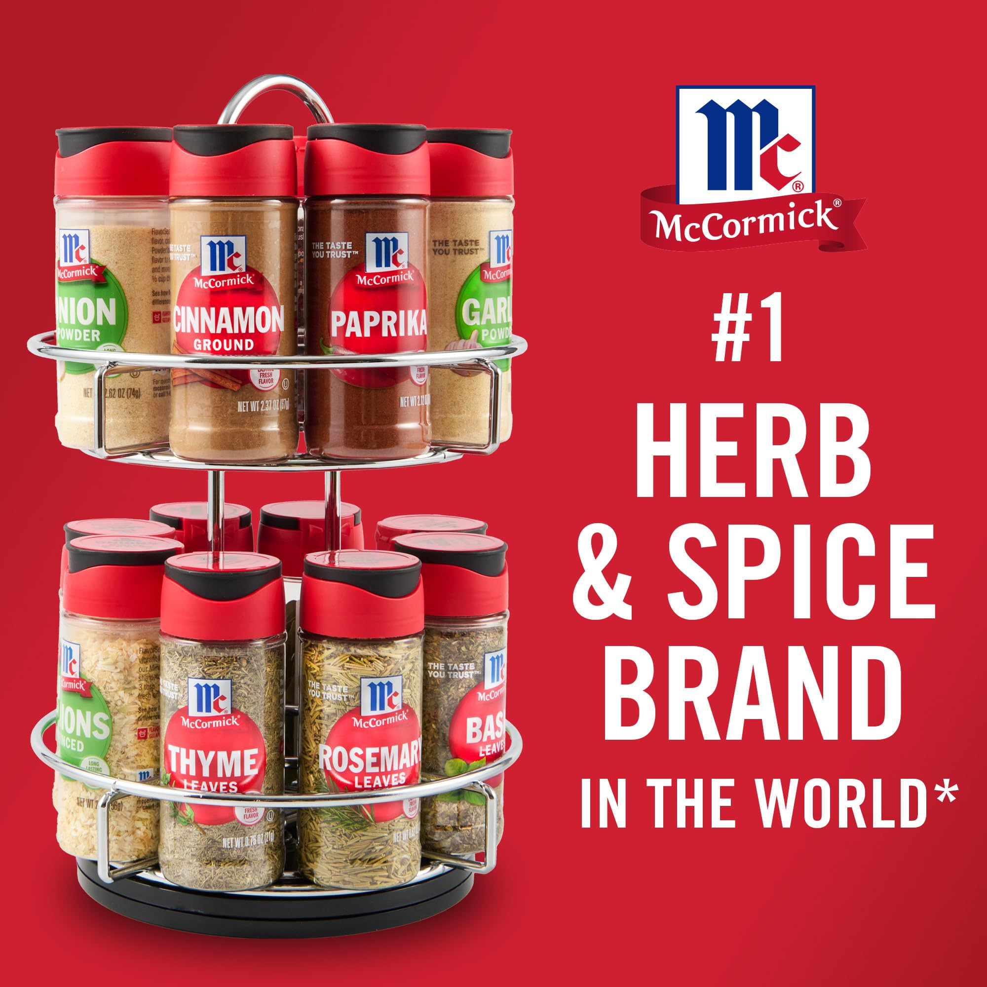 McCormick 24-Jar Spice Rack Organizer – Chrome Finish with 24 Popular Spices Included - Image 3