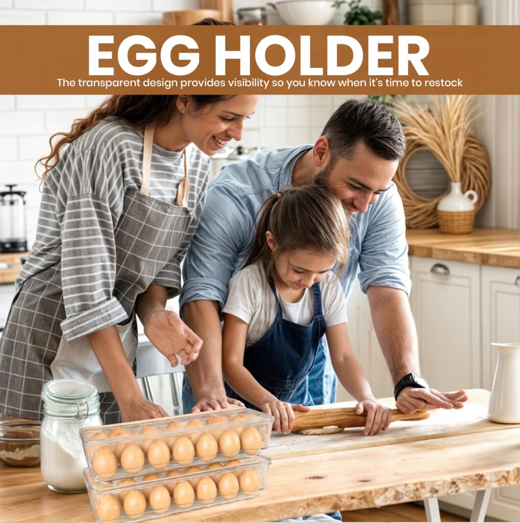 14-Egg Refrigerator Storage Container with Lid – Stackable Egg Holder, 2 Pack