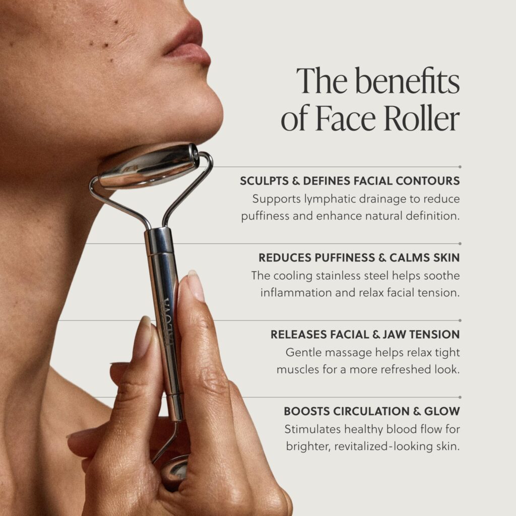 TALOVA 304 Stainless Steel Facial Ice Roller – Cold Therapy Face & Under-Eye Massage Tool