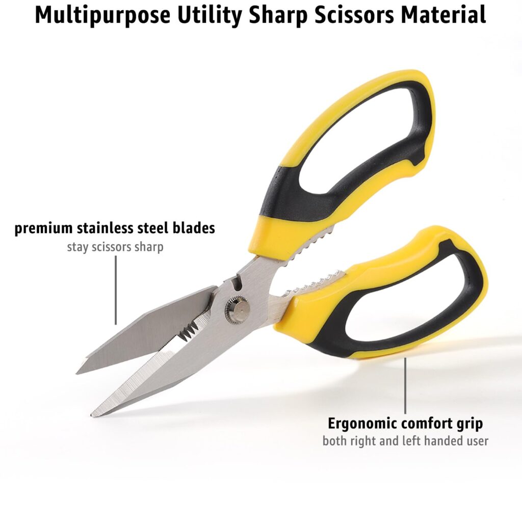 8-Inch Heavy-Duty Utility Scissors – Stainless Steel Serrated Multipurpose Shears