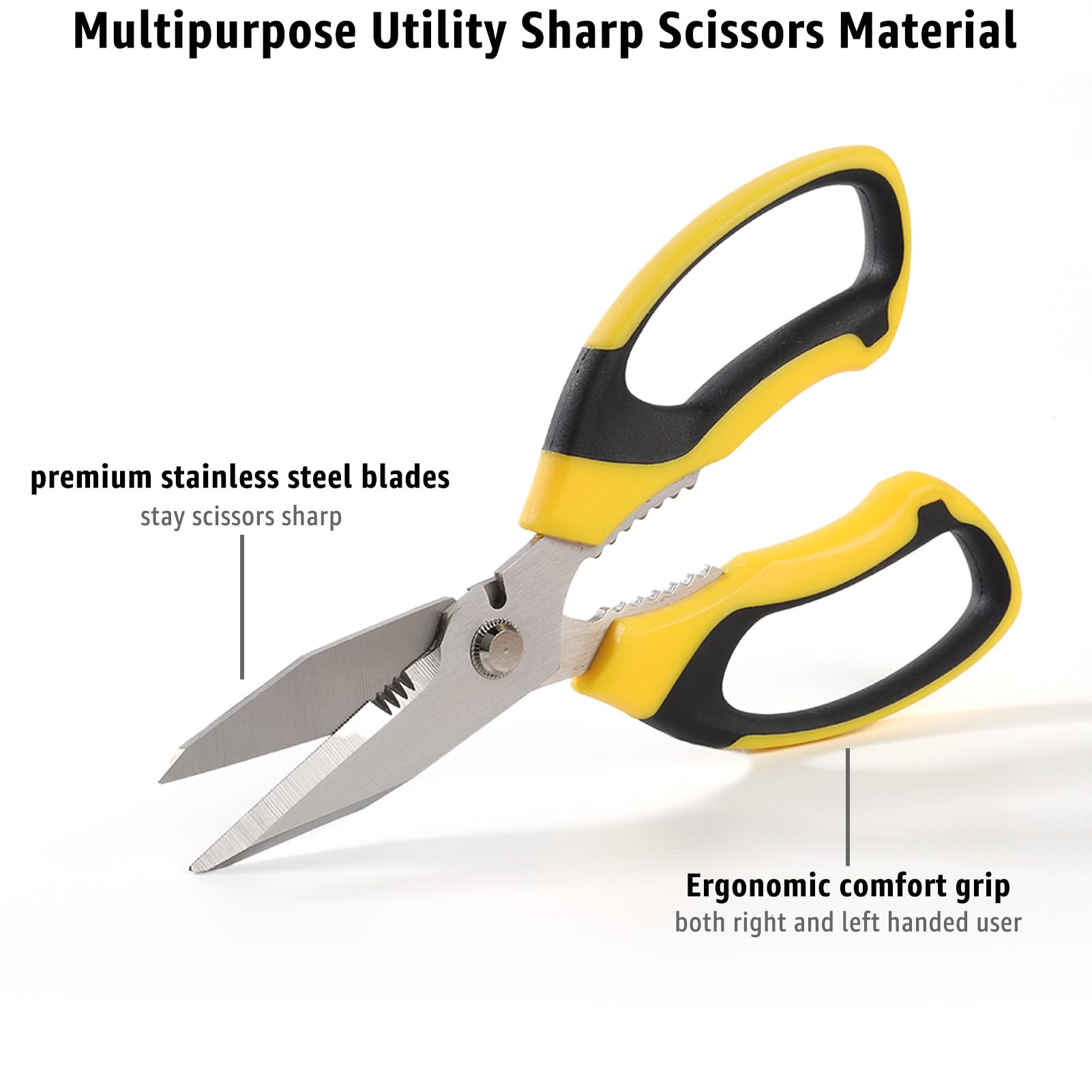 8-Inch Heavy-Duty Utility Scissors – Stainless Steel Serrated Multipurpose Shears - Image 7