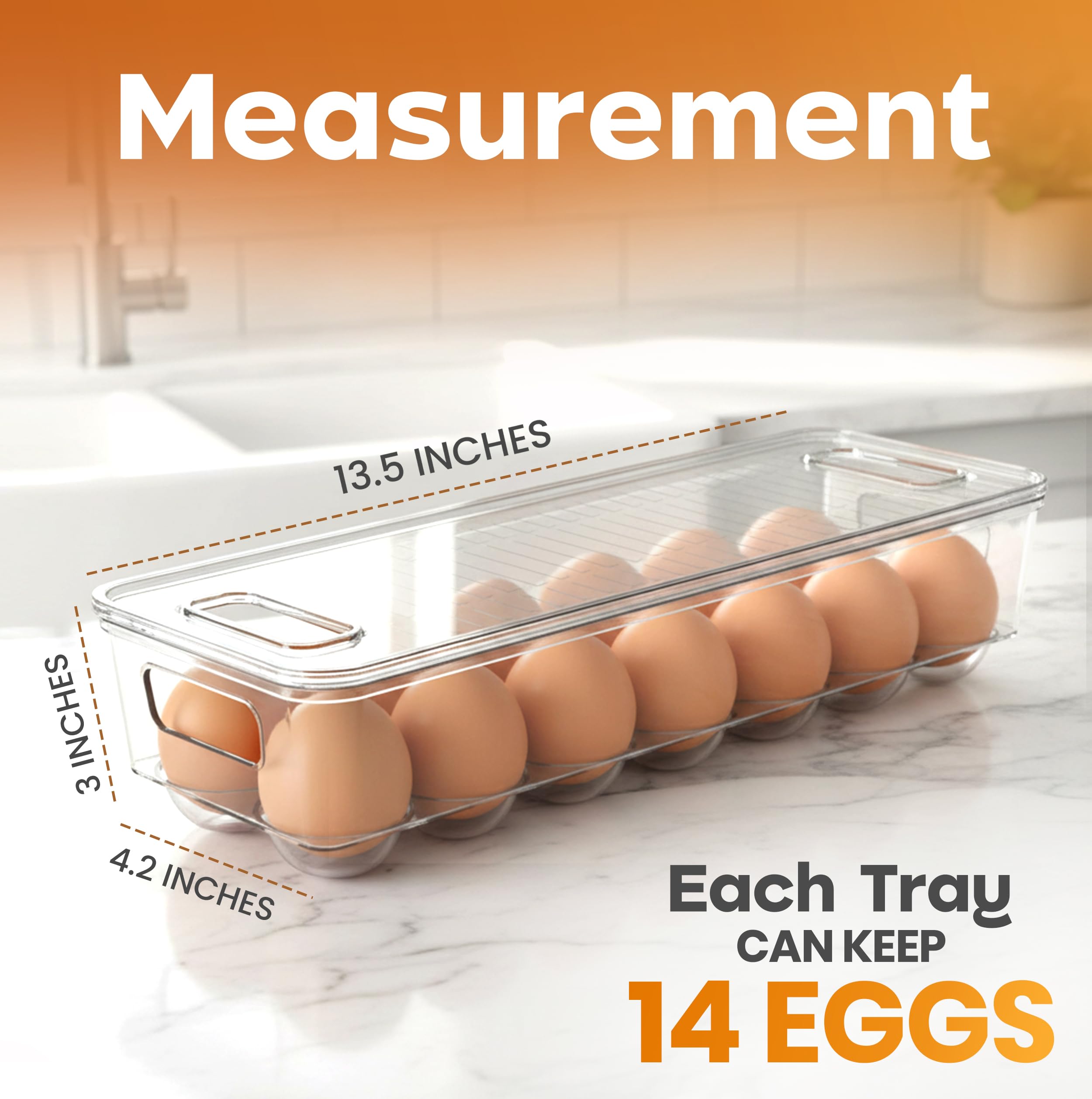 14-Egg Refrigerator Storage Container with Lid – Stackable Egg Holder, 2 Pack - Image 8