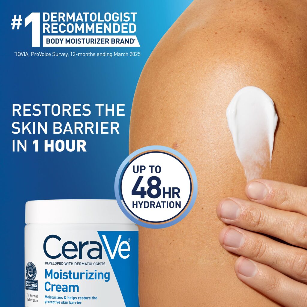 CeraVe Moisturizing Cream for Face & Body – 19 oz, Hydrating Cream with Ceramides & Hyaluronic Acid