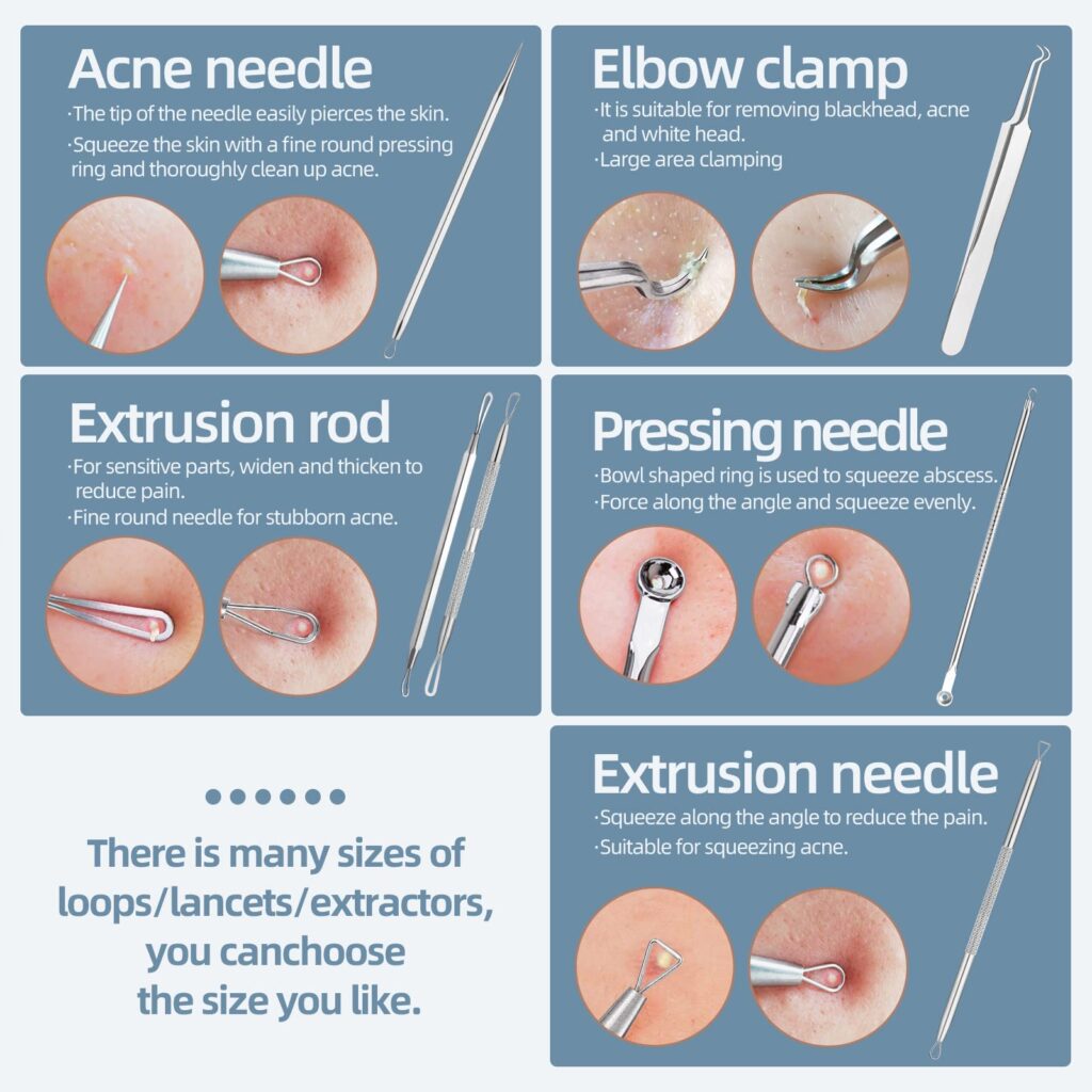 JPNK 6-Piece Blackhead & Comedone Extractor Kit with Storage Case