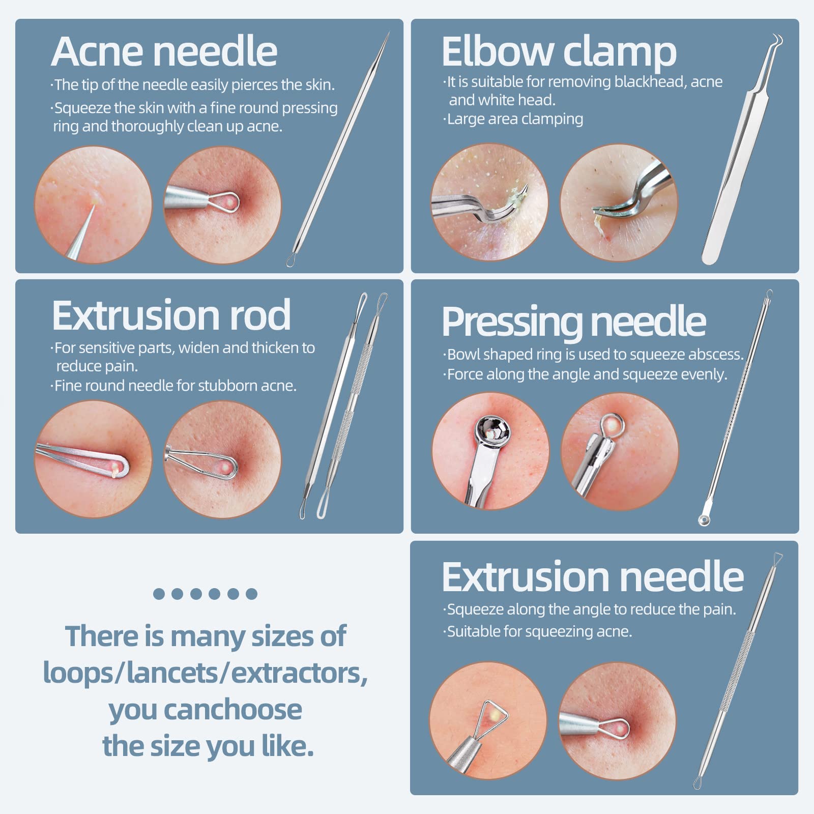 JPNK 6-Piece Blackhead & Comedone Extractor Kit with Storage Case - Image 5