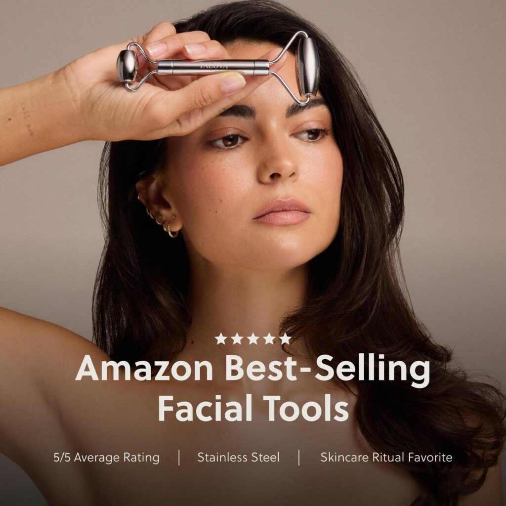 TALOVA 304 Stainless Steel Facial Ice Roller – Cold Therapy Face & Under-Eye Massage Tool