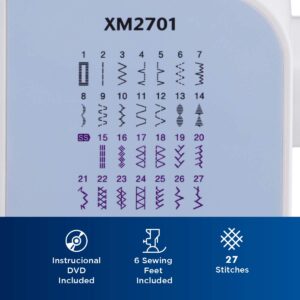 Brother XM2701 Lightweight Full-Featured Sewing Machine – 27 Stitches, 6 Sewing Feet & 1-Step Buttonhole - Image 5