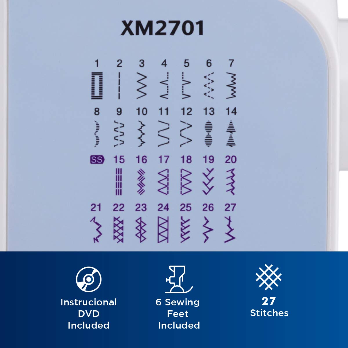 Brother XM2701 Lightweight Full-Featured Sewing Machine – 27 Stitches, 6 Sewing Feet & 1-Step Buttonhole - Image 5