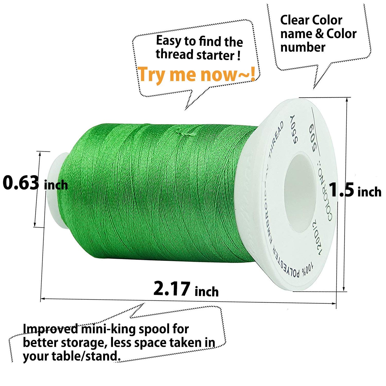 Simthread 63 Colors Polyester Embroidery Machine Thread Kit – 40 Weight, 550 Yards - Image 6