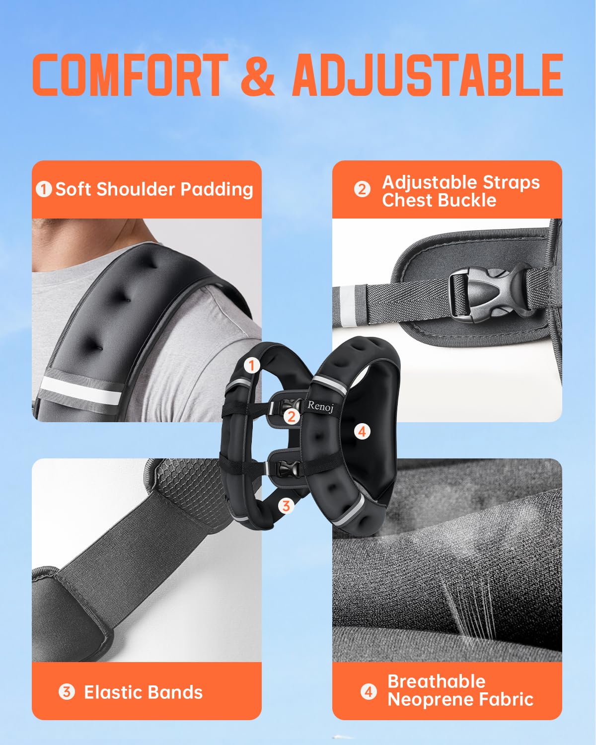 Renoj Weighted Vest for Men & Women – Fitness Training Vest for Walking, Running & Workouts - Image 2