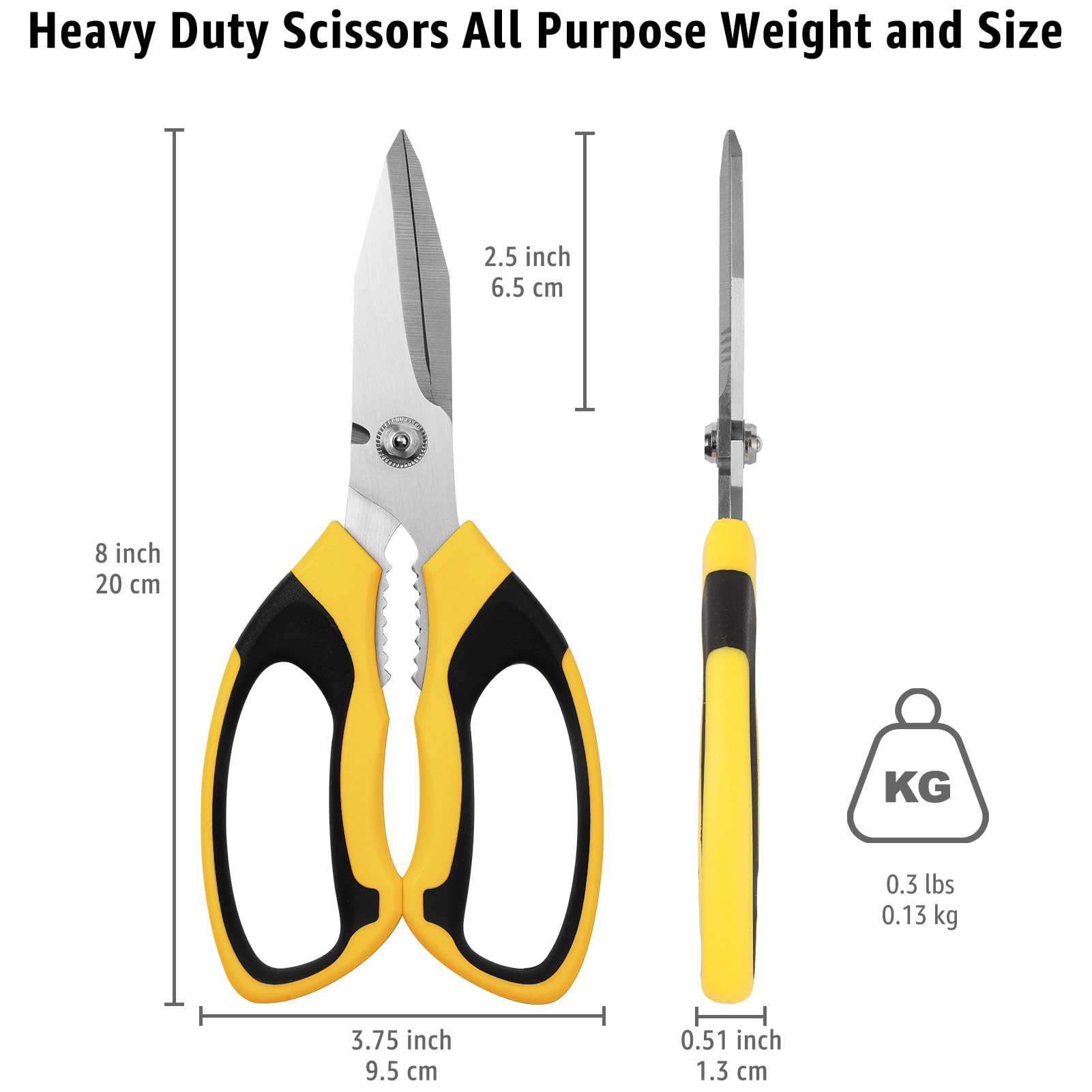 8-Inch Heavy-Duty Utility Scissors – Stainless Steel Serrated Multipurpose Shears - Image 6