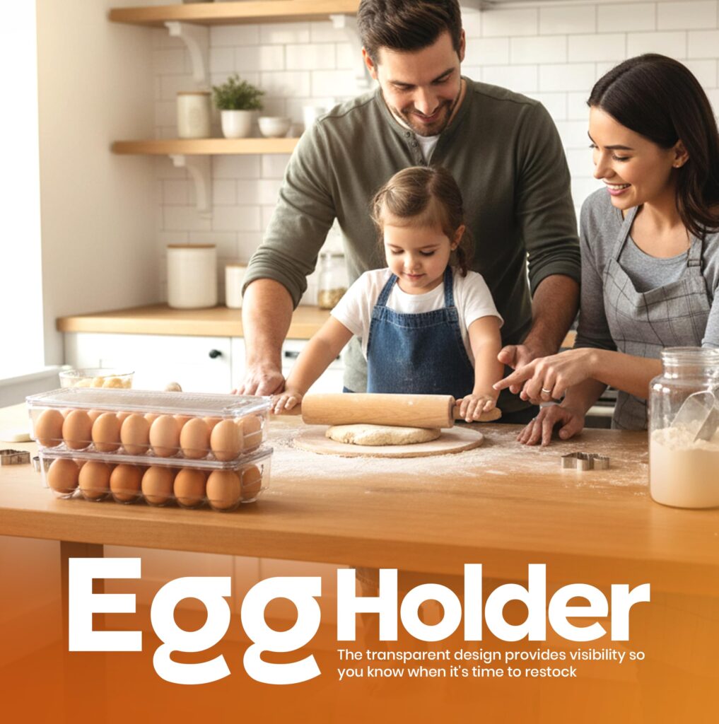 14-Egg Refrigerator Storage Container with Lid – Stackable Egg Holder, 2 Pack