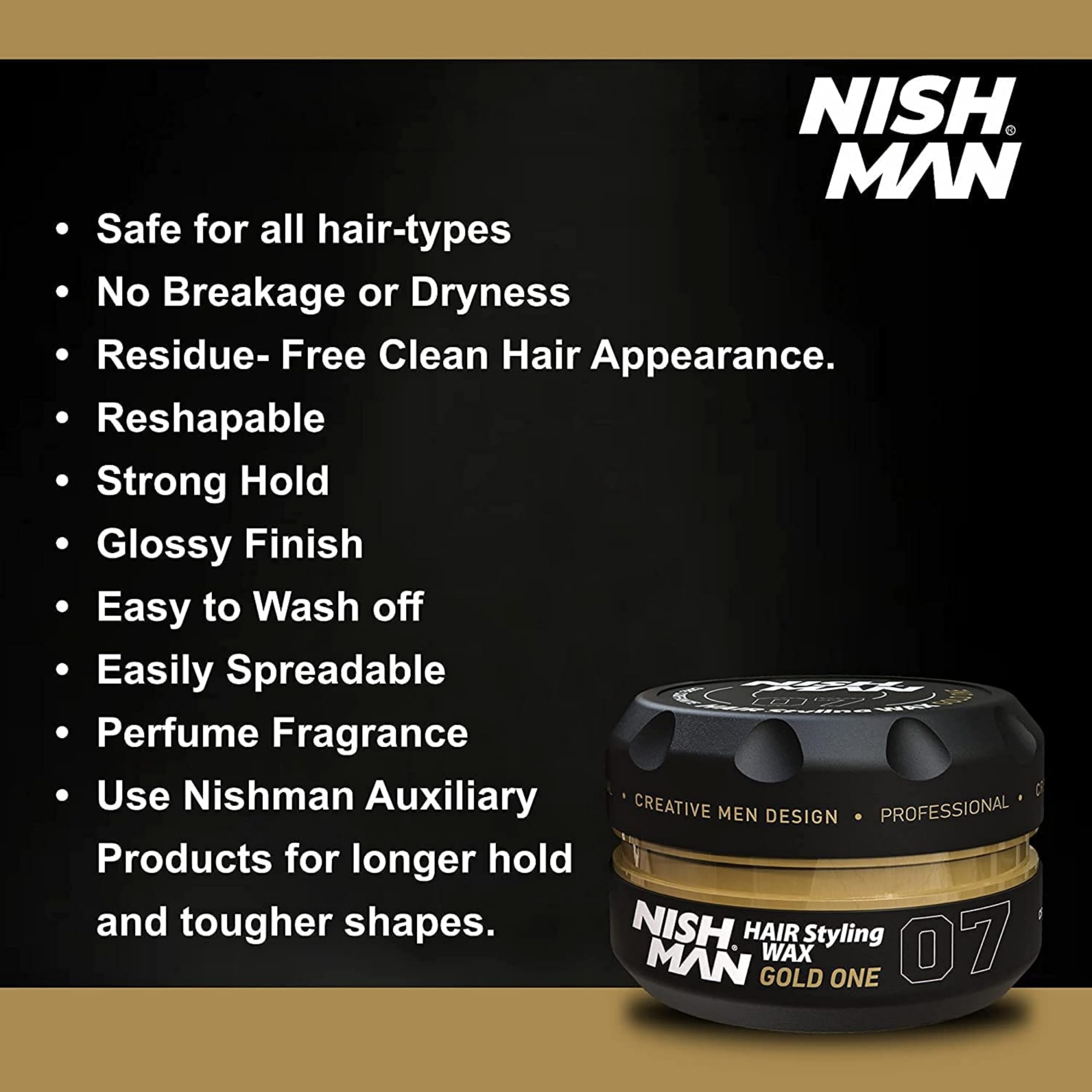 NISHMAN Hair Styling Wax – Professional Hair Styling & Strong Hold, 150 ml - Image 7
