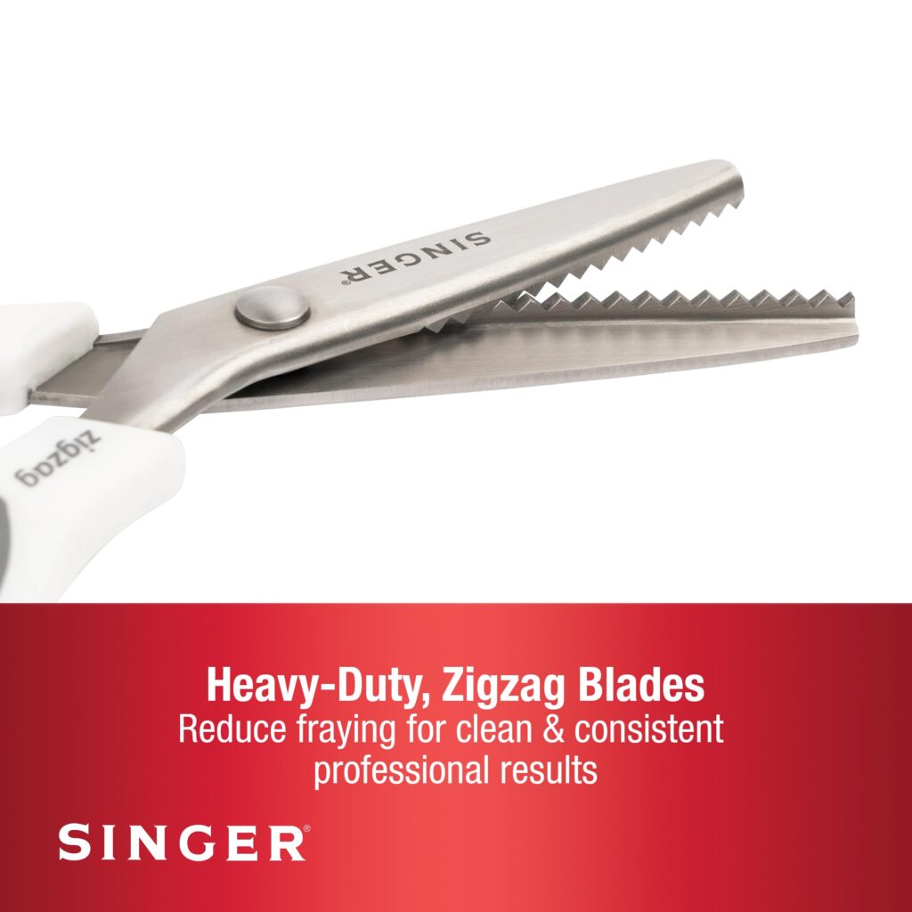 SINGER Pinking Shears, 8.5-Inch Stainless Steel Scissors, White