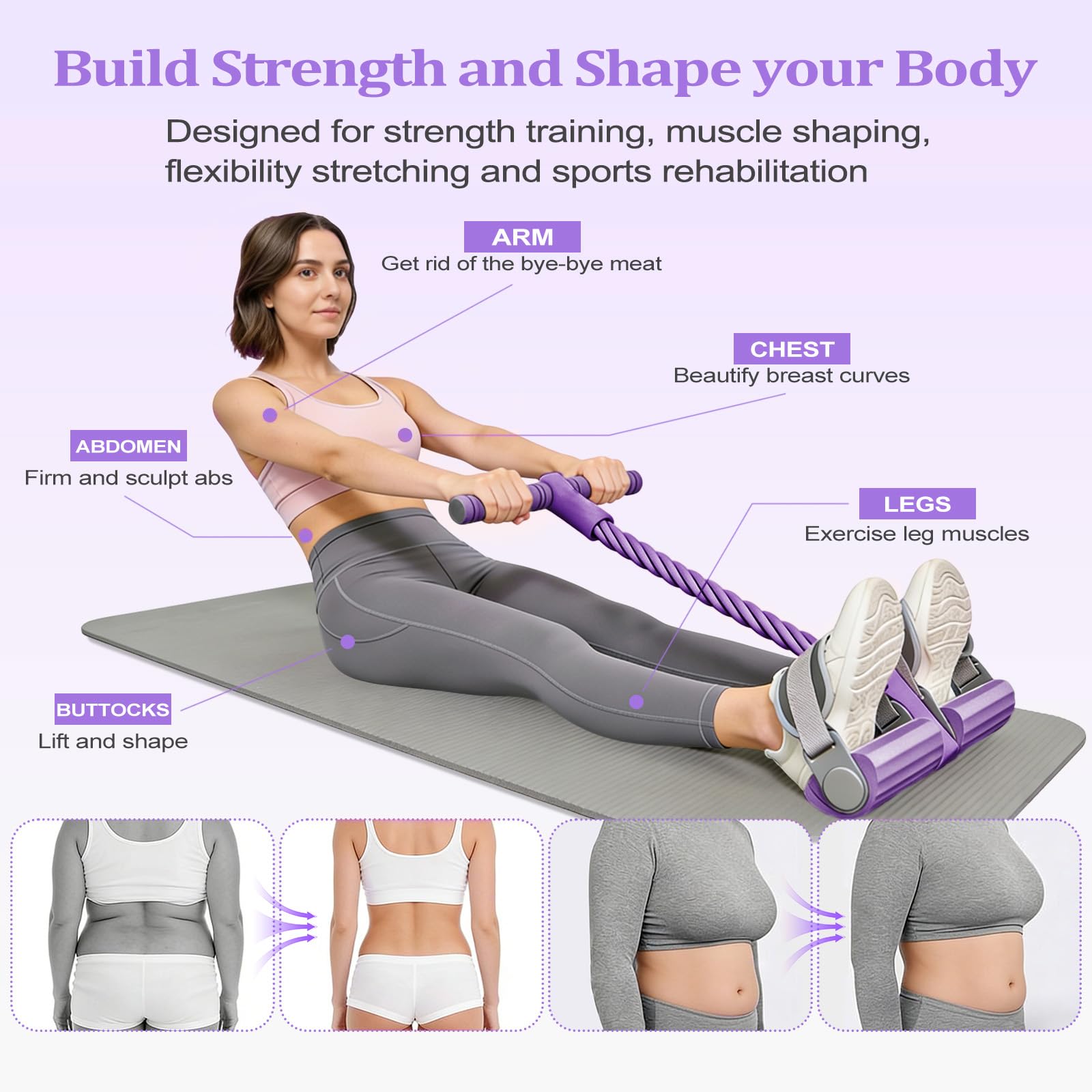 Adjustable Resistance Bands with Handles – Portable Full Body Workout Exercise Set - Image 2