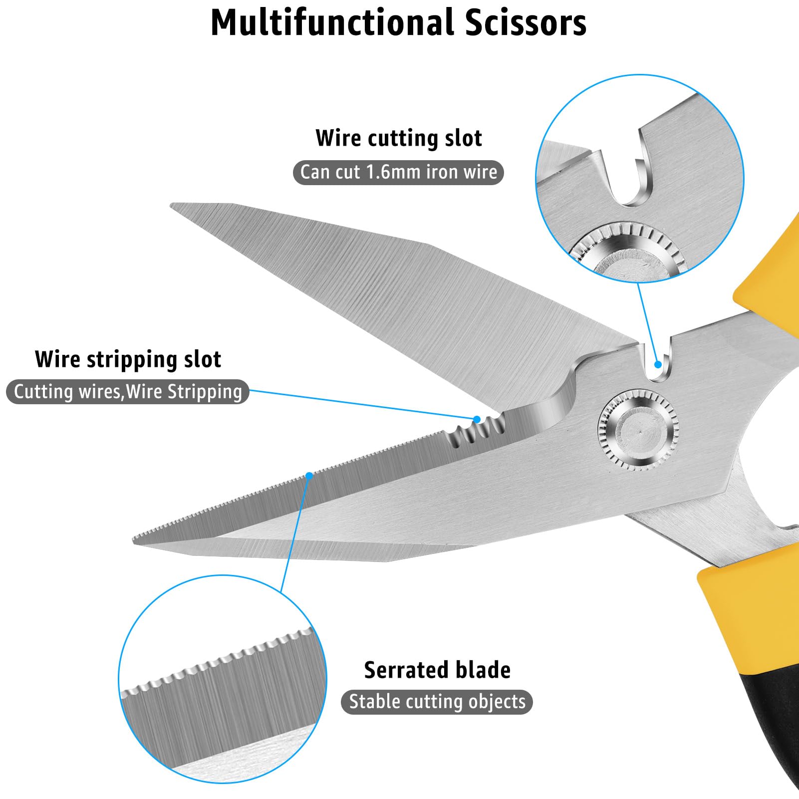 8-Inch Heavy-Duty Utility Scissors – Stainless Steel Serrated Multipurpose Shears - Image 5