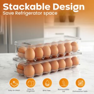 14-Egg Refrigerator Storage Container with Lid – Stackable Egg Holder, 2 Pack - Image 4