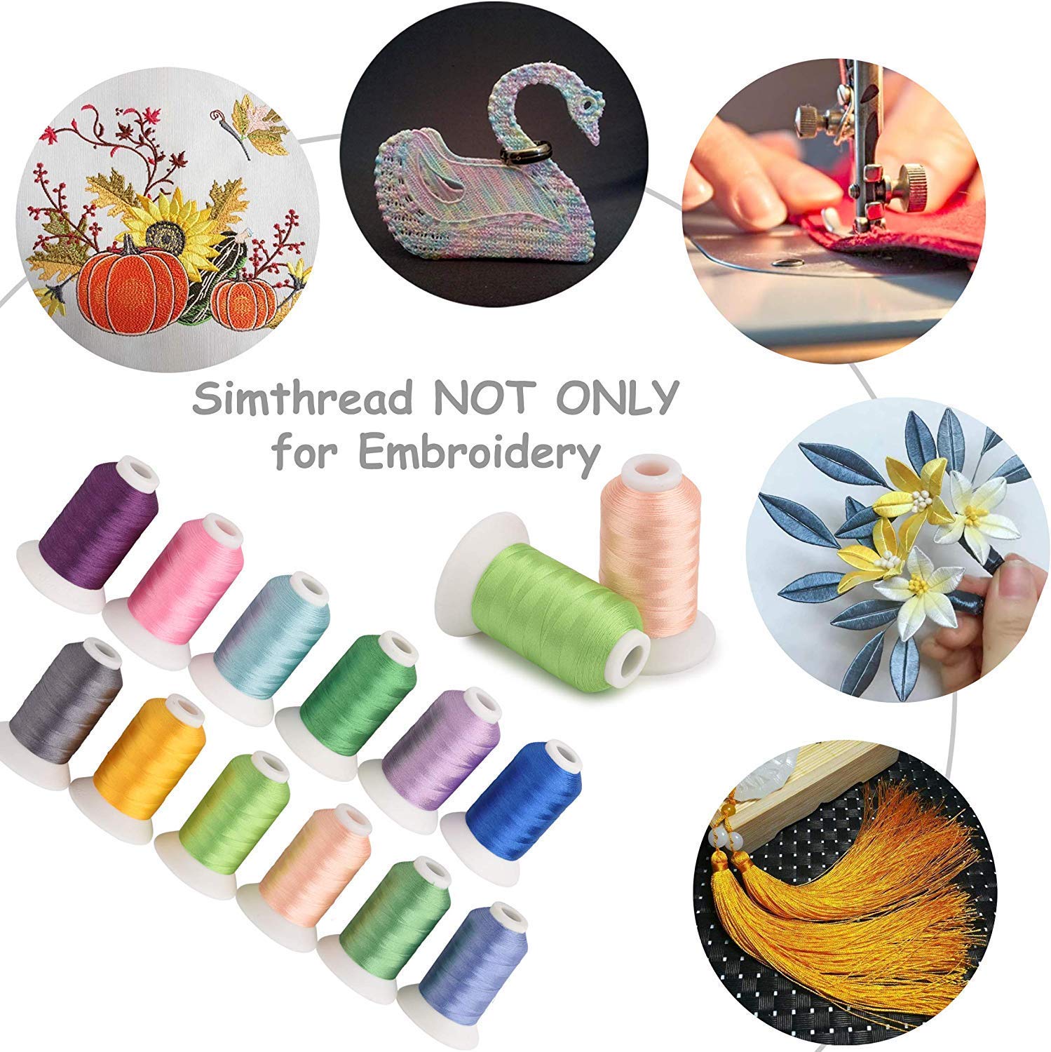 Simthread 63 Colors Polyester Embroidery Machine Thread Kit – 40 Weight, 550 Yards - Image 4