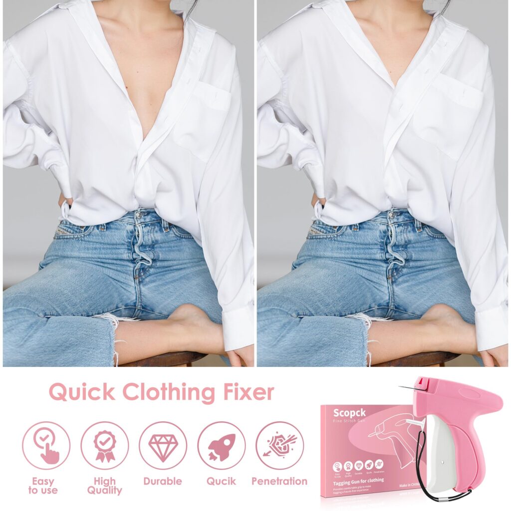 Stitch Gun for Clothes – Handheld Quick Clothing Repair Tool with 6 Needles & 2000 Fasteners