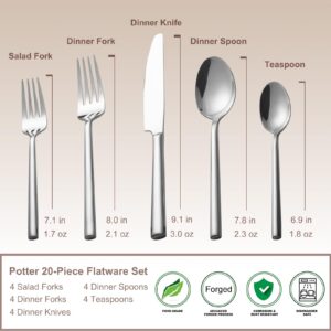20-Piece Stainless Steel Flatware Set – Modern Silverware Set for 4 - Image 1