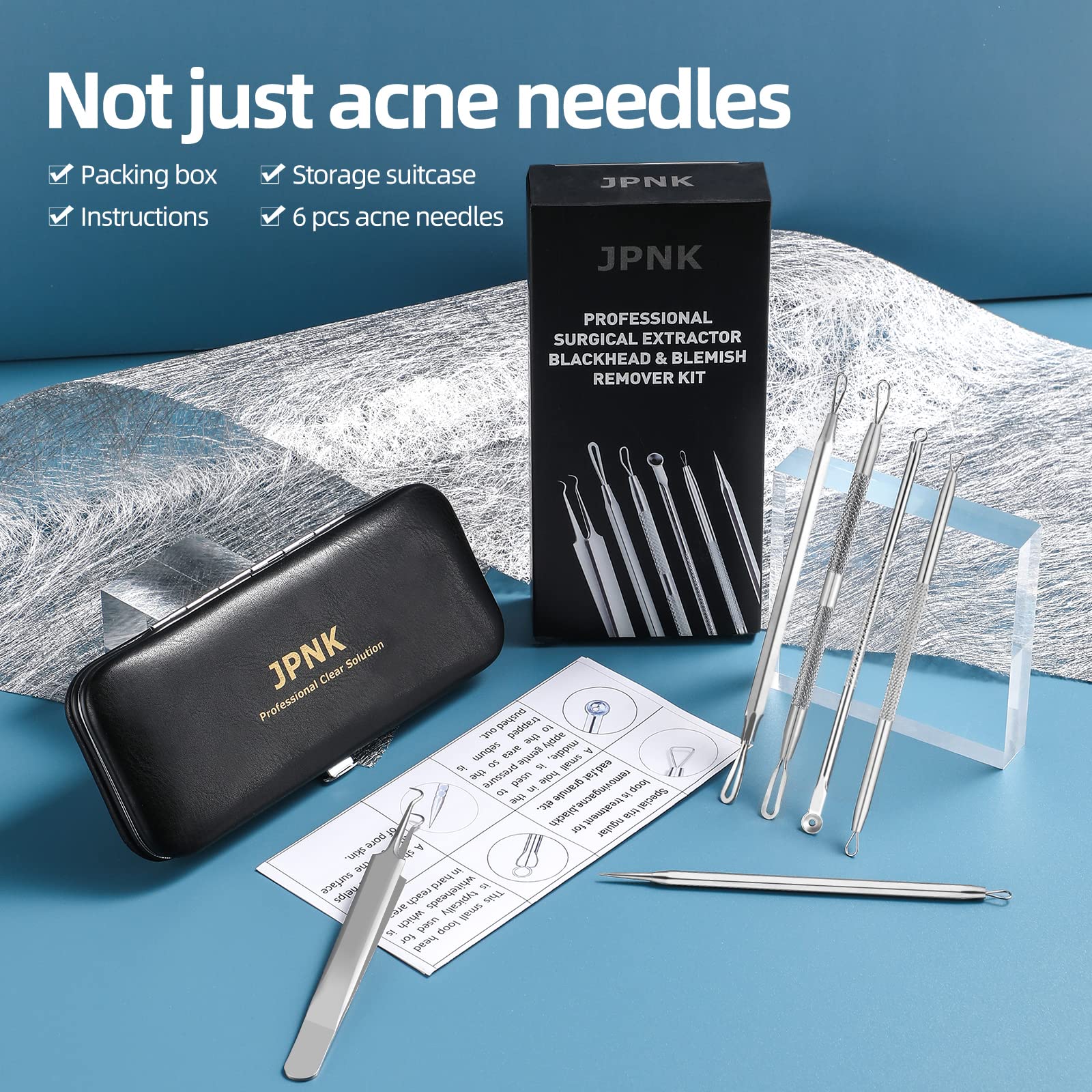 JPNK 6-Piece Blackhead & Comedone Extractor Kit with Storage Case - Image 3