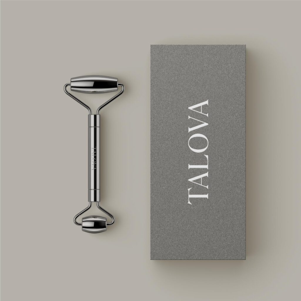 TALOVA 304 Stainless Steel Facial Ice Roller – Cold Therapy Face & Under-Eye Massage Tool