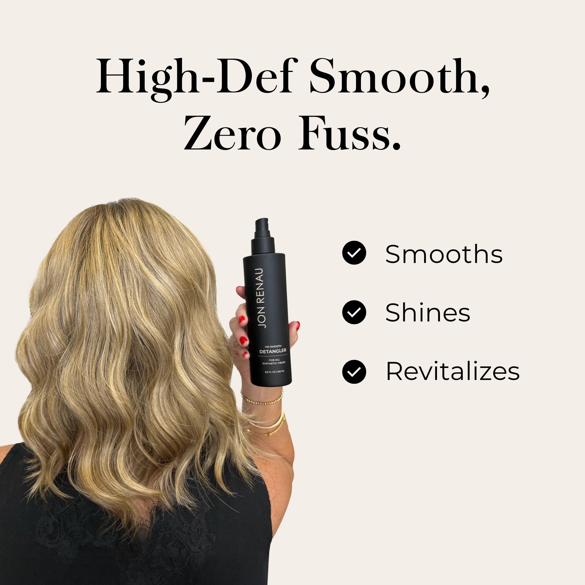 Jon Renau HD Smooth Detangler – Conditioning Spray for Synthetic Wigs & Hair Extensions, 8.5 oz - Image 3