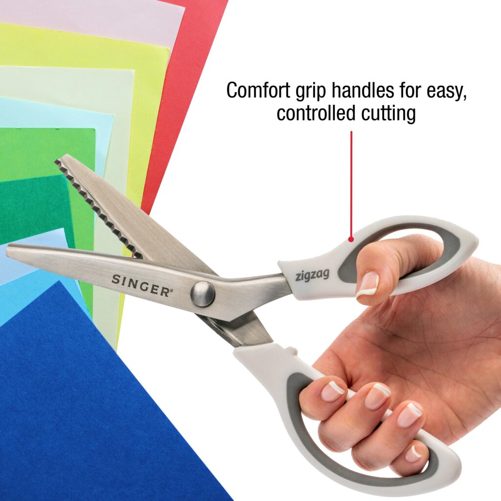 SINGER Pinking Shears, 8.5-Inch Stainless Steel Scissors, White