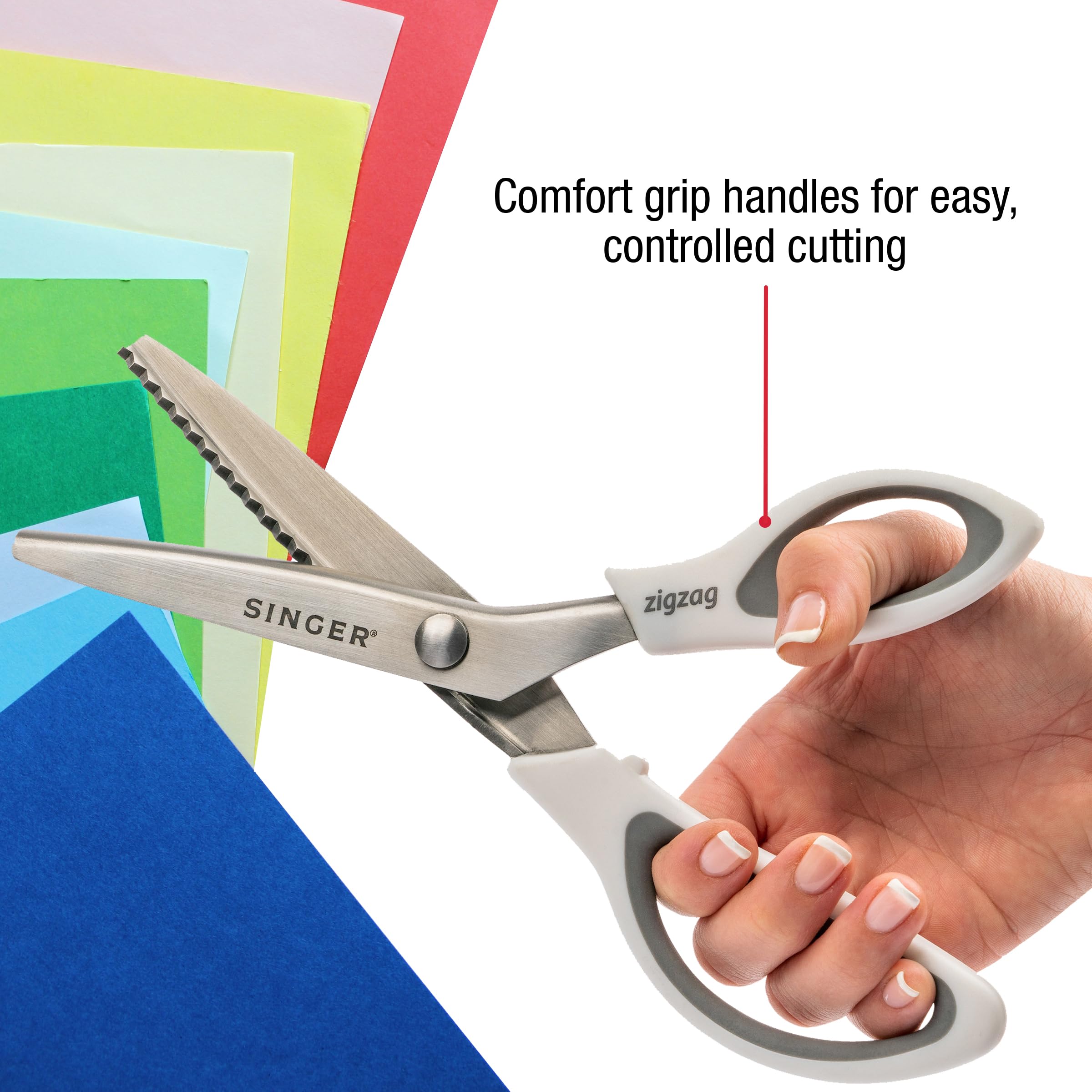 SINGER Pinking Shears, 8.5-Inch Stainless Steel Scissors, White - Image 4