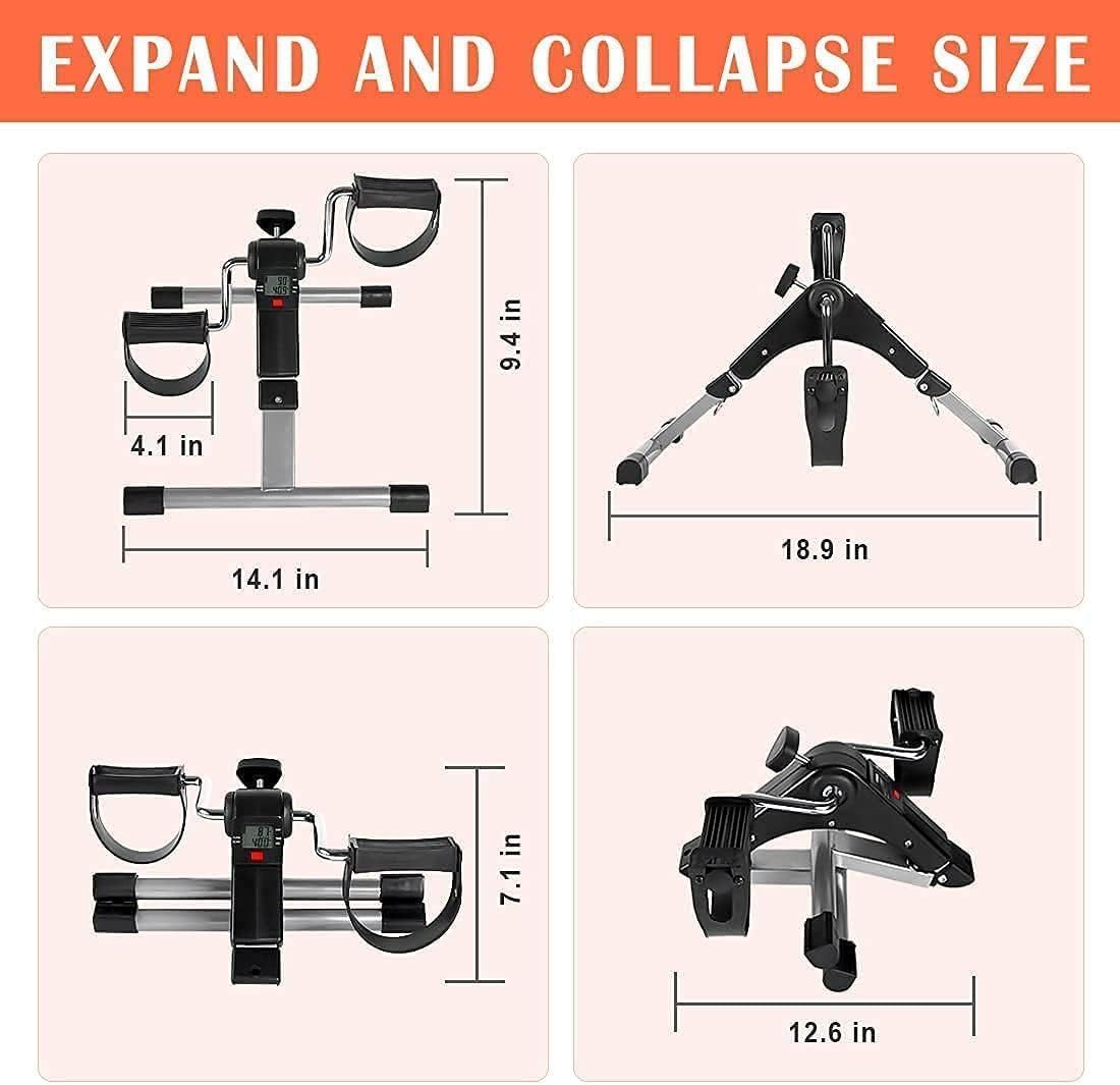 TABEKE Under Desk Pedal Exerciser – Foldable Mini Exercise Bike for Arm & Leg Workout with LCD Display - Image 5