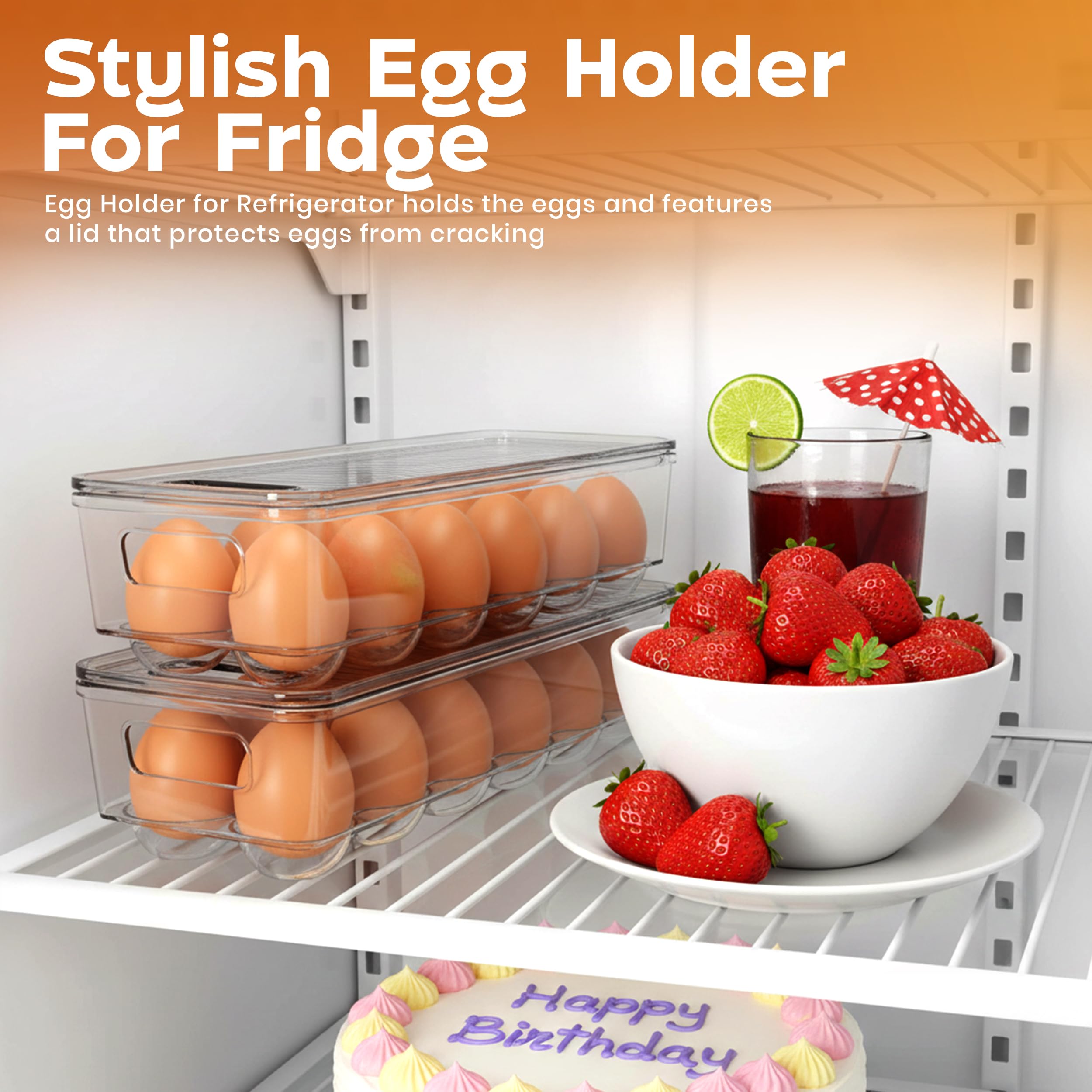 14-Egg Refrigerator Storage Container with Lid – Stackable Egg Holder, 2 Pack - Image 6