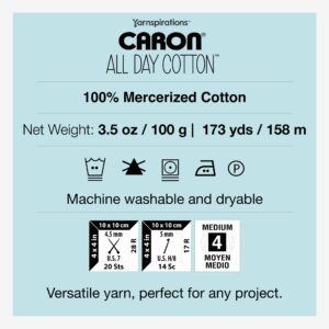 Caron All Day Cotton Yarn, 3-Pack, 173 Yards Each, 100% Mercerized Cotton, Cream - Image 4