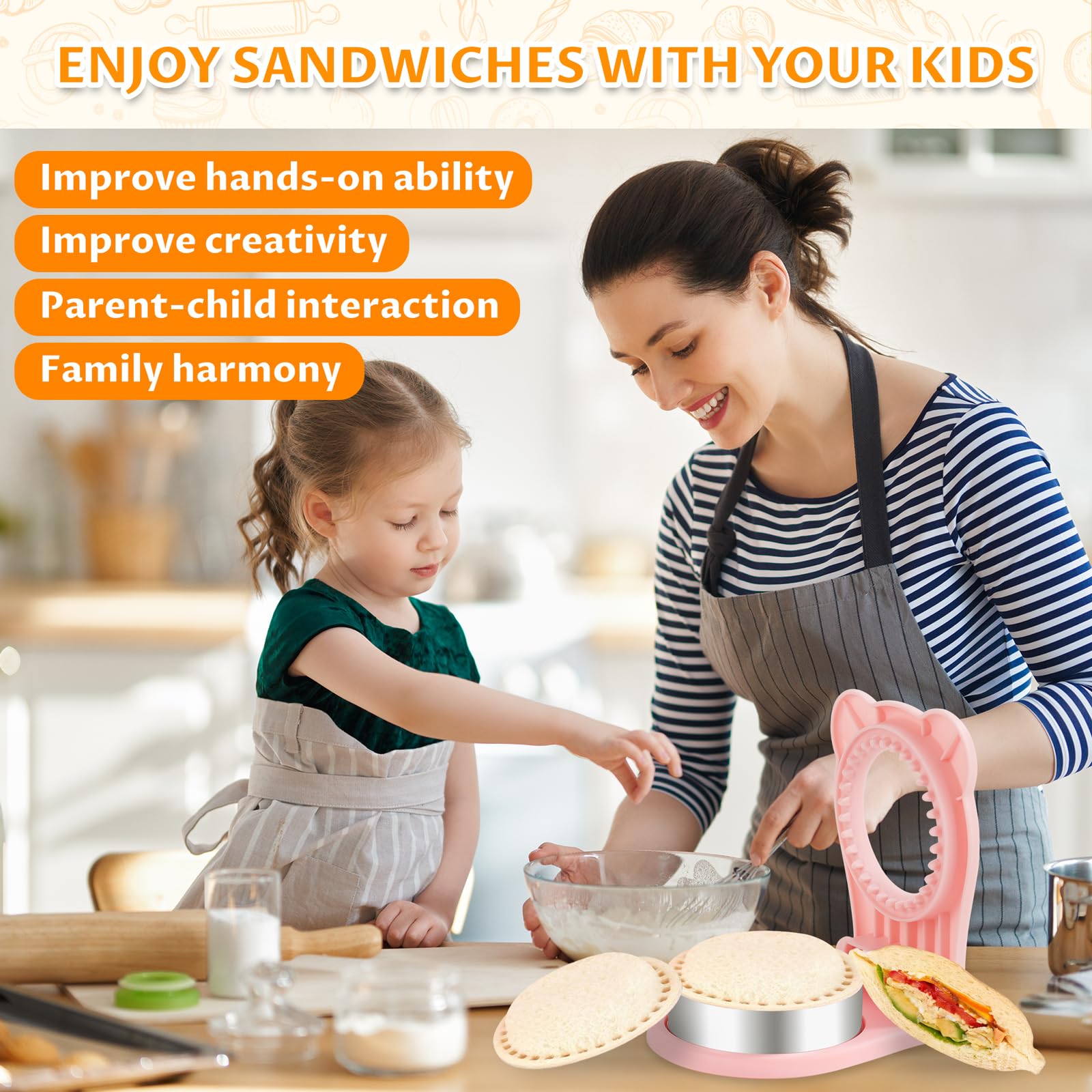 CHICHAUS 3.7-Inch Sandwich Cutter & Sealer – Uncrustable Sandwich Maker - Image 3