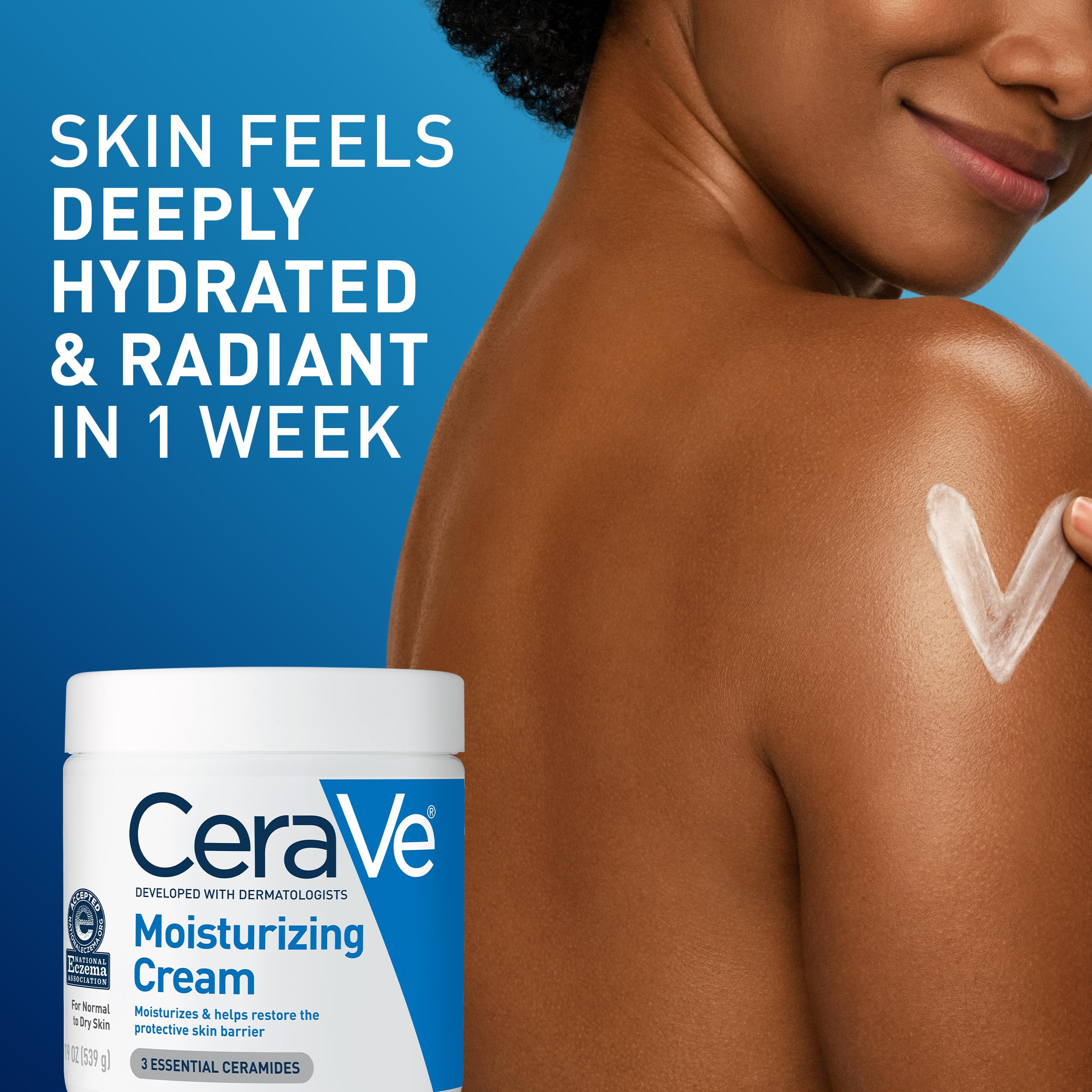 CeraVe Moisturizing Cream for Face & Body – 19 oz, Hydrating Cream with Ceramides & Hyaluronic Acid - Image 8