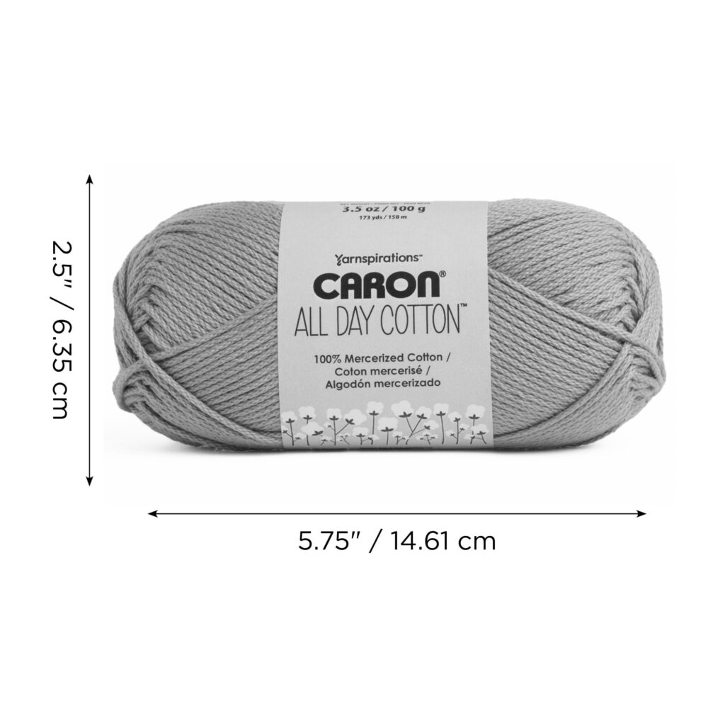 Caron All Day Cotton Yarn, 3-Pack, 173 Yards Each, 100% Mercerized Cotton, Cream