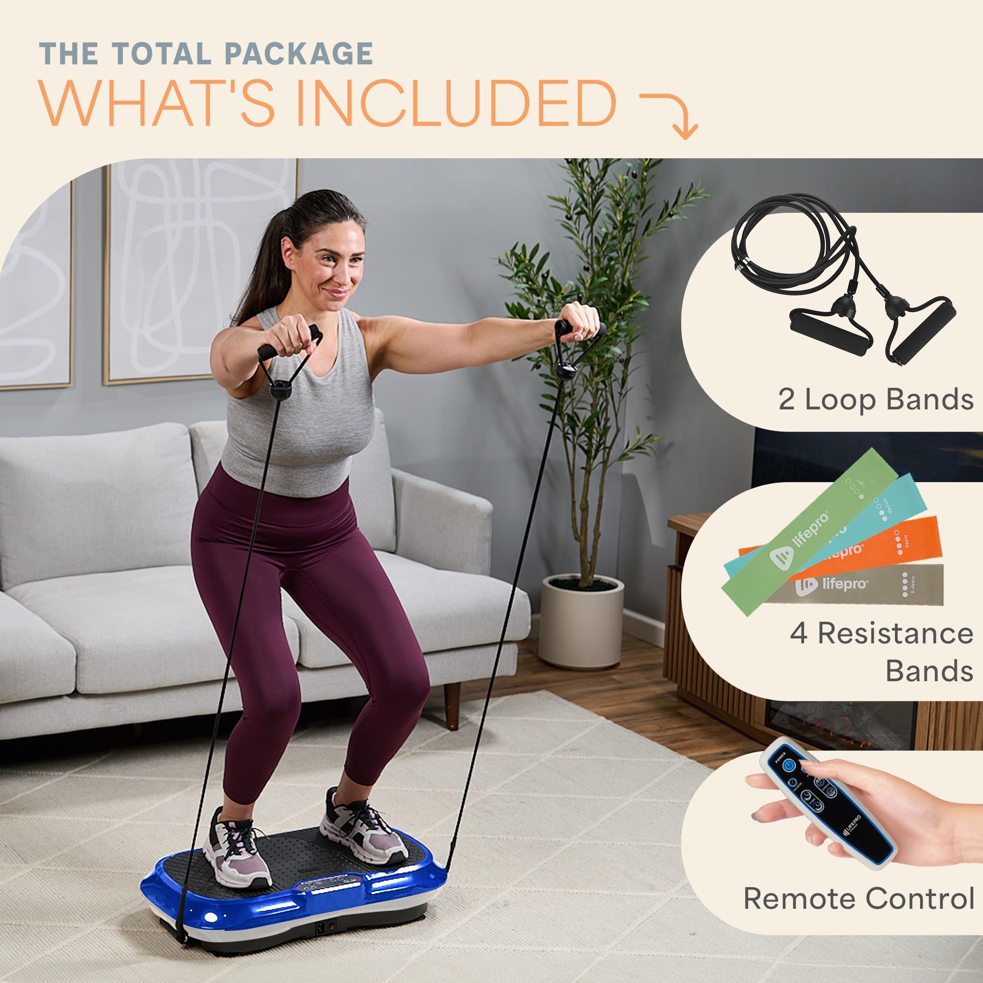 LifePro Waver Vibration Plate Exercise Machine – Full Body Workout Platform with Resistance Bands - Image 3