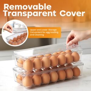 14-Egg Refrigerator Storage Container with Lid – Stackable Egg Holder, 2 Pack - Image 3