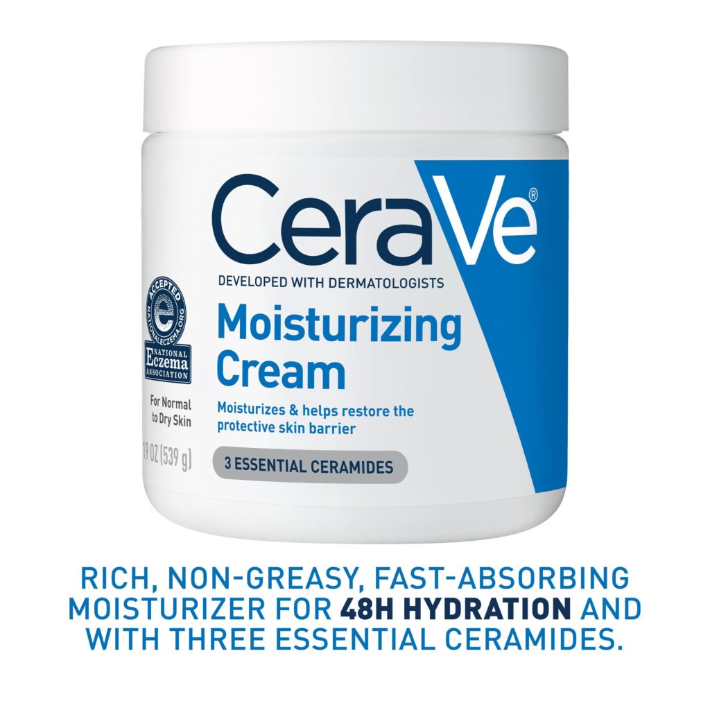 CeraVe Moisturizing Cream for Face & Body – 19 oz, Hydrating Cream with Ceramides & Hyaluronic Acid