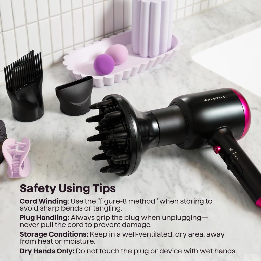 Wavytalk 1875W Ionic Hair Dryer with Ceramic Technology & 3 Styling Attachments