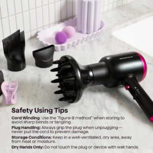 Wavytalk 1875W Ionic Hair Dryer with Ceramic Technology & 3 Styling Attachments - Image 2