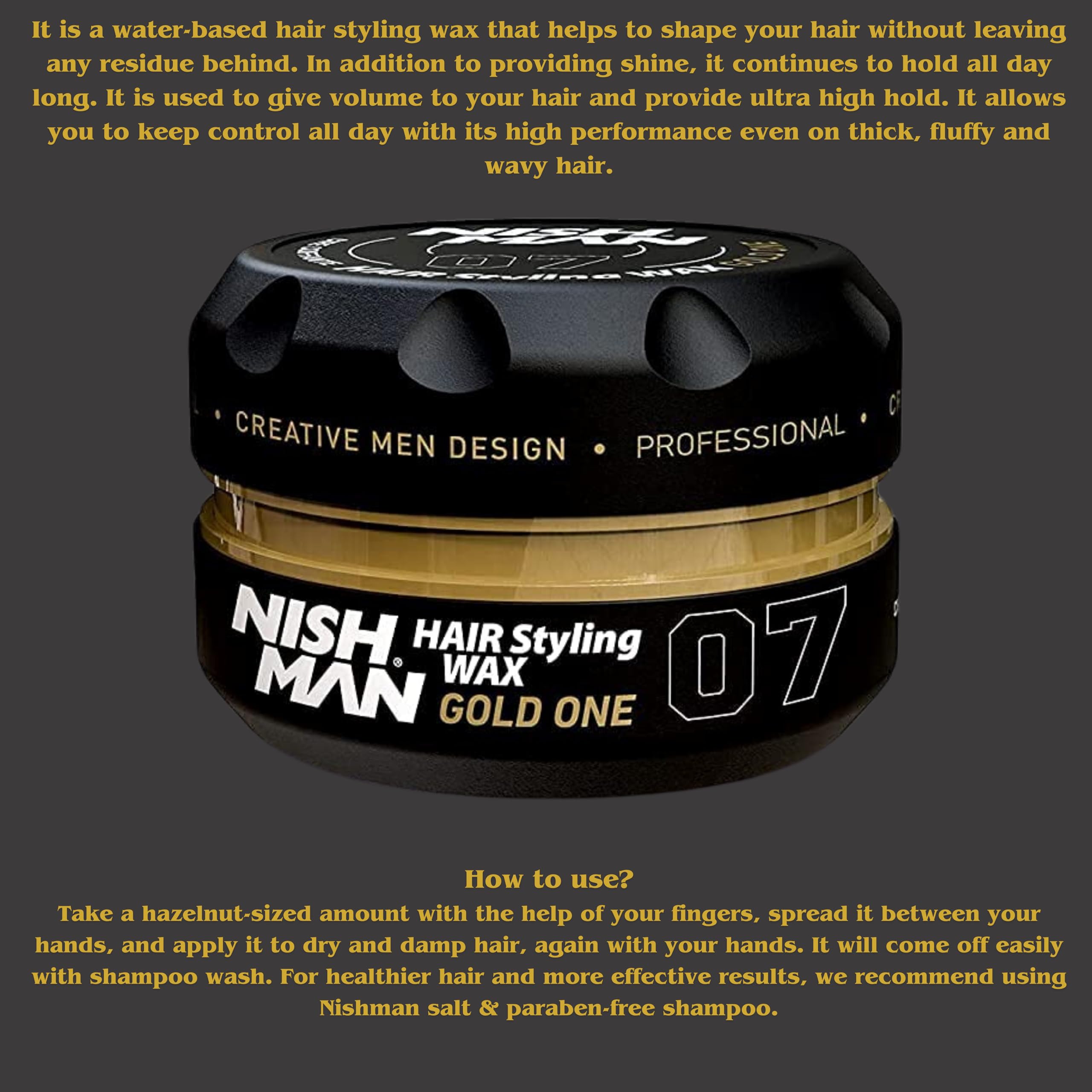 NISHMAN Hair Styling Wax – Professional Hair Styling & Strong Hold, 150 ml - Image 1
